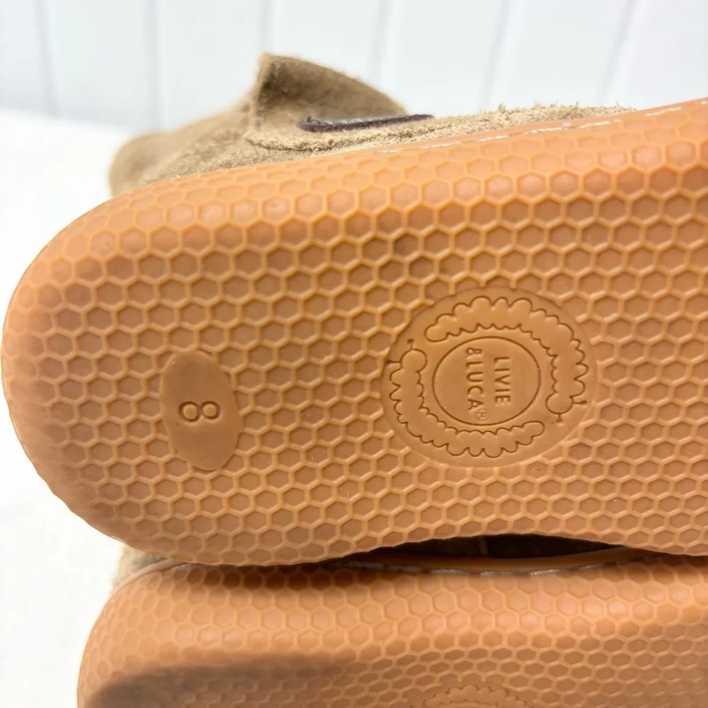 Livie & Lucia Brown Suede Upper Leather Boots with Button‎ Accents Size 8M
